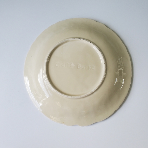 Claire Burke Pottery Raised Fruit Design Cream Bowl Serving Dish 10.25" - Picture 4 of 7